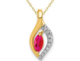 1/3 Carat (ctw) Natural Marquise Cut Ruby Pendant Necklace in 14K Yellow Gold with Chain